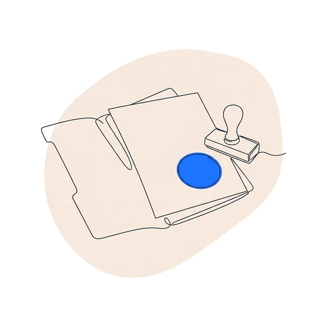 Porte-document et attestation tamponnée