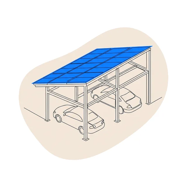 Ombrière photovoltaïque de parking sur structure métallique