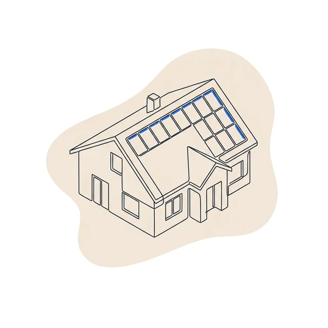 Maison dont un pan de toiture est couvert de panneaux solaires intégrés